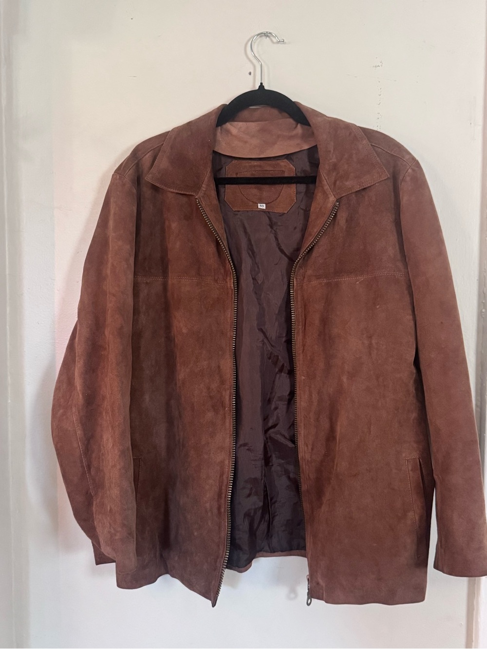Brown Suede Zip-Front Men's Jacket